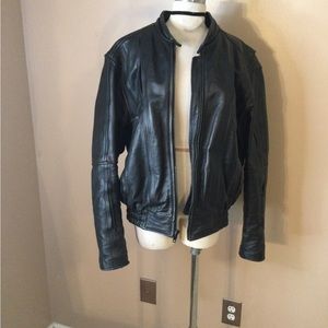 Vintage protective gear Mega Force Leather Motorcycle Riding Jacket Sz 4…